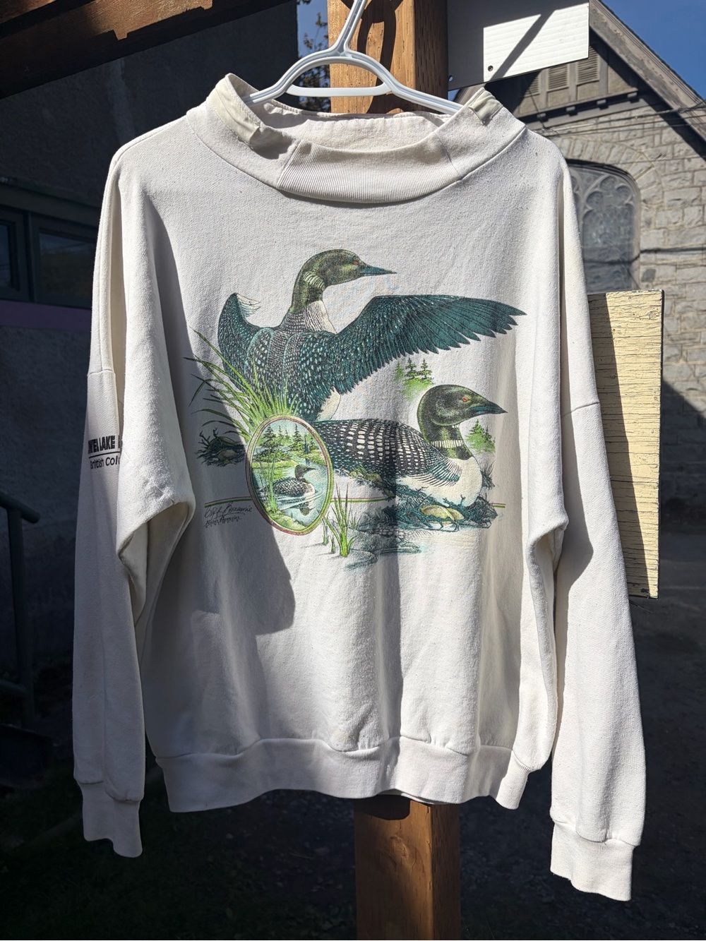 Vintage Graphic Loon Print Sweatshirt